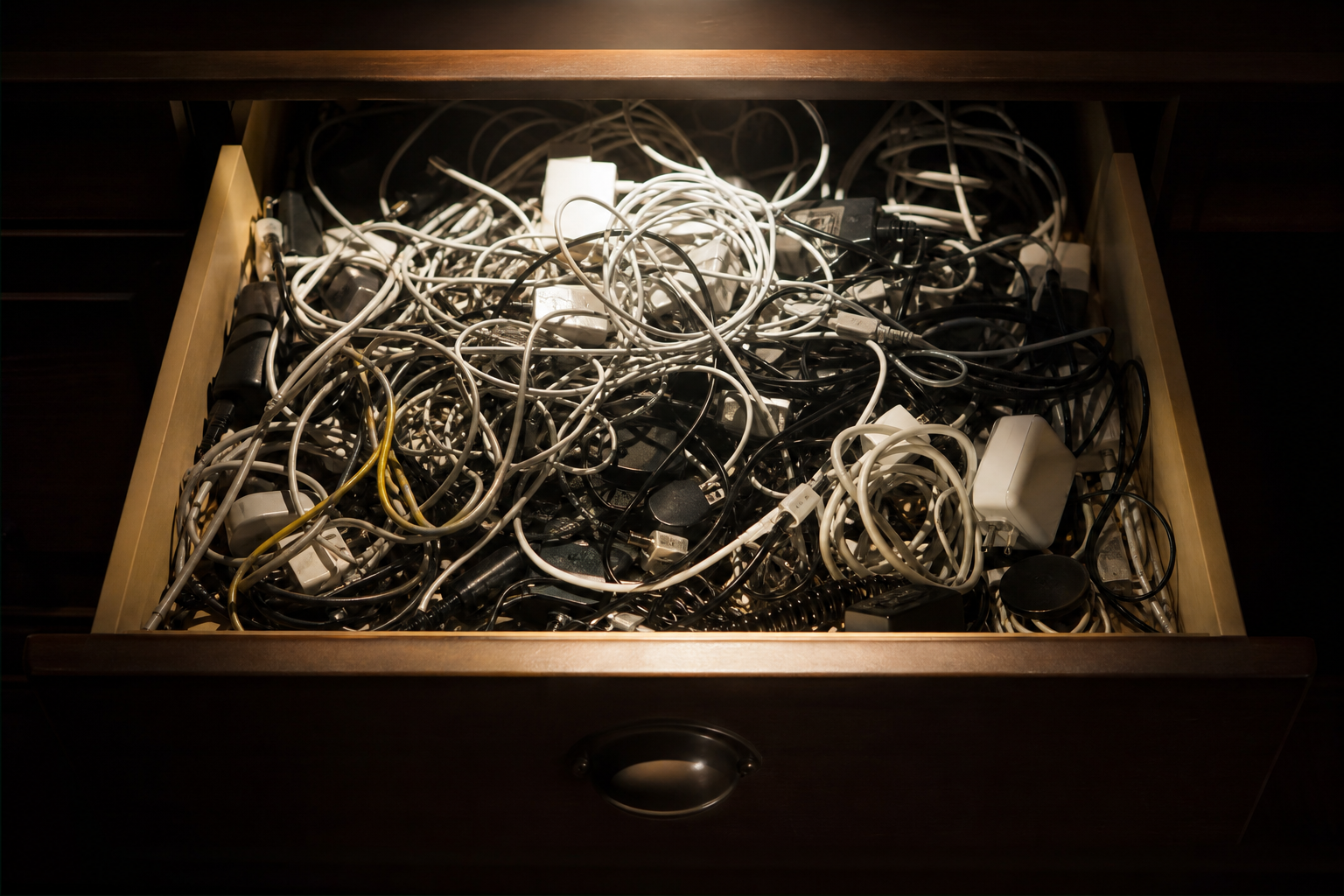 A dense tangle of cables