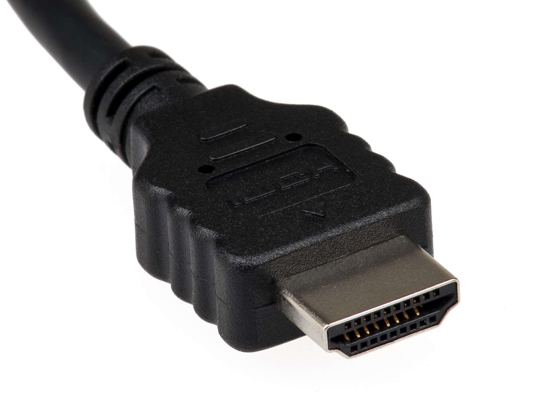 Single standard HDMI plug with its trapezoid connector face visible